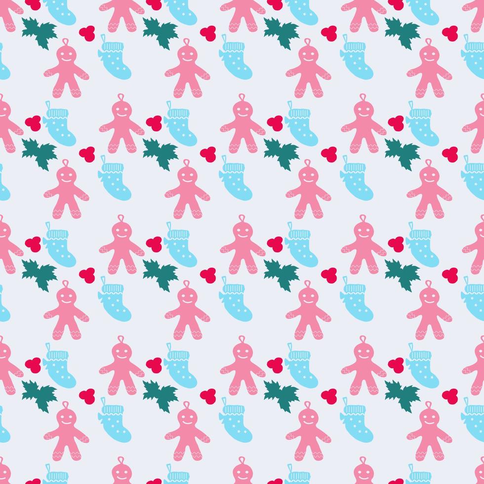 Seamless pattern for Christmas and New Year with decorative Christmas elements. Beautiful vector background for a  gift wrapping paper, scrapbooking, greeting cards, fabric.