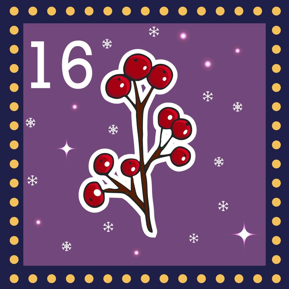 Christmas  advent calendar for kids. Vector Christmas illustration with christmas decorate.