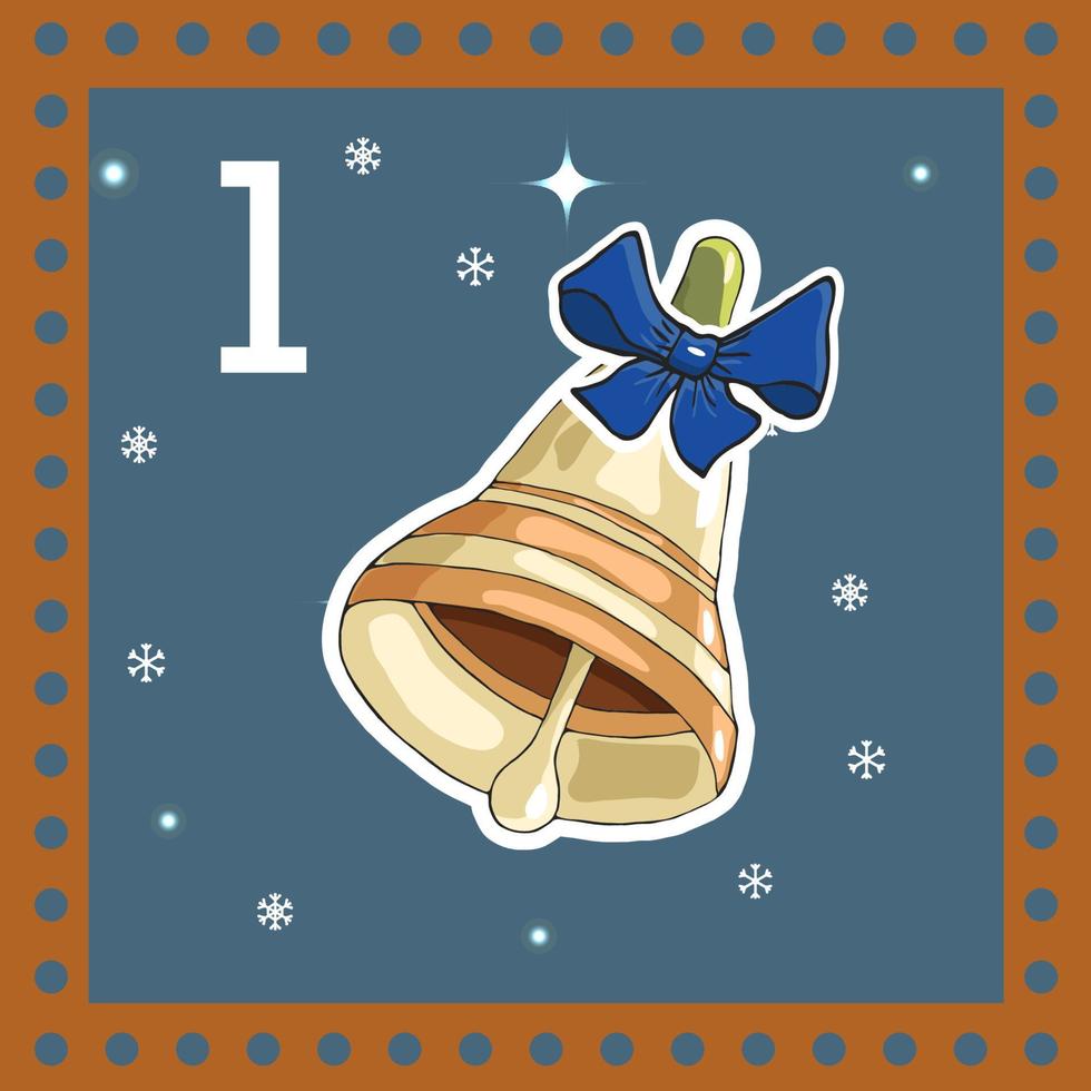 Christmas  advent calendar for kids. Vector Christmas illustration with christmas decorate.