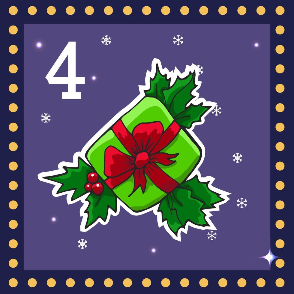 Christmas  advent calendar for kids. Vector Christmas illustration with christmas decorate.