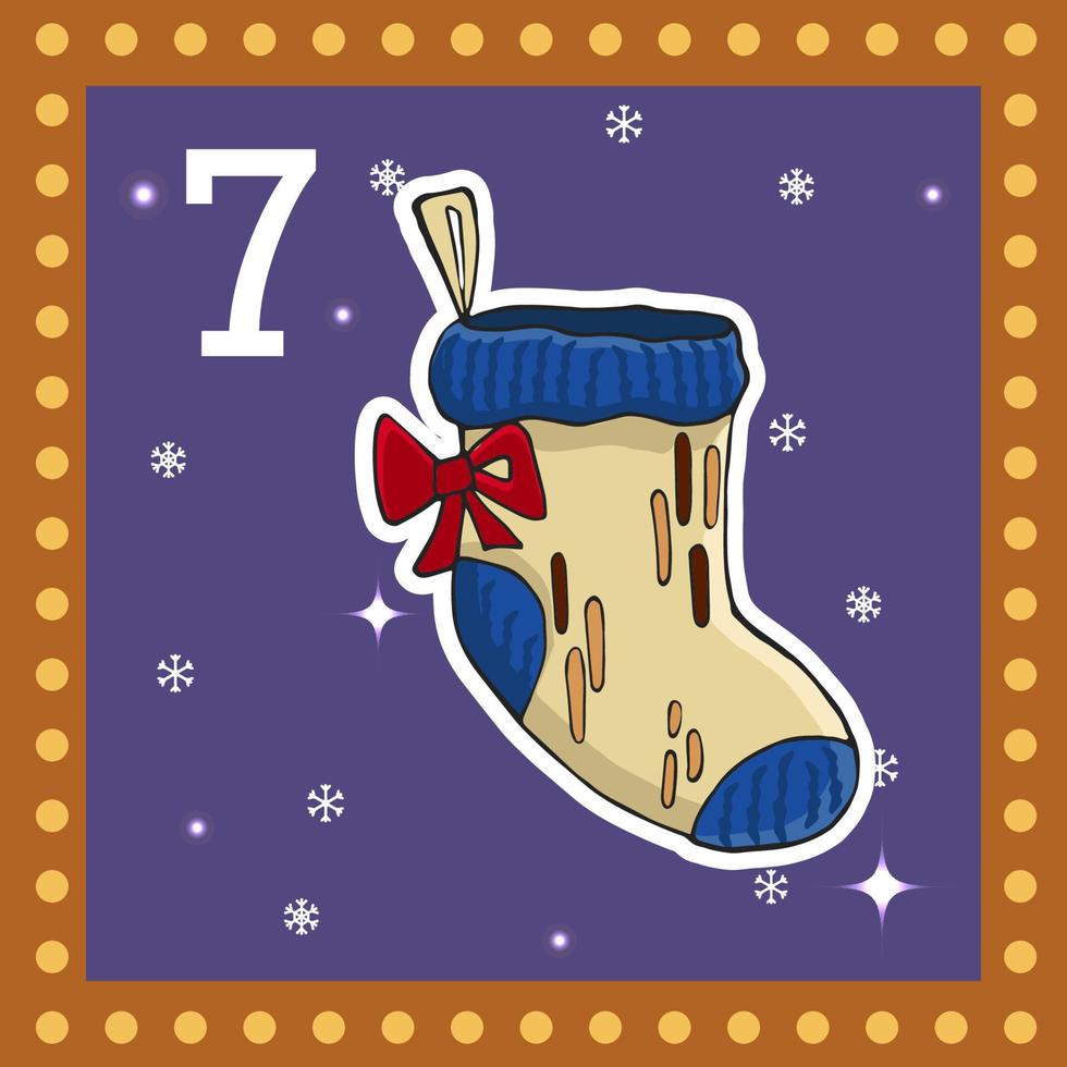 Christmas  advent calendar for kids. Vector Christmas illustration with christmas decorate.