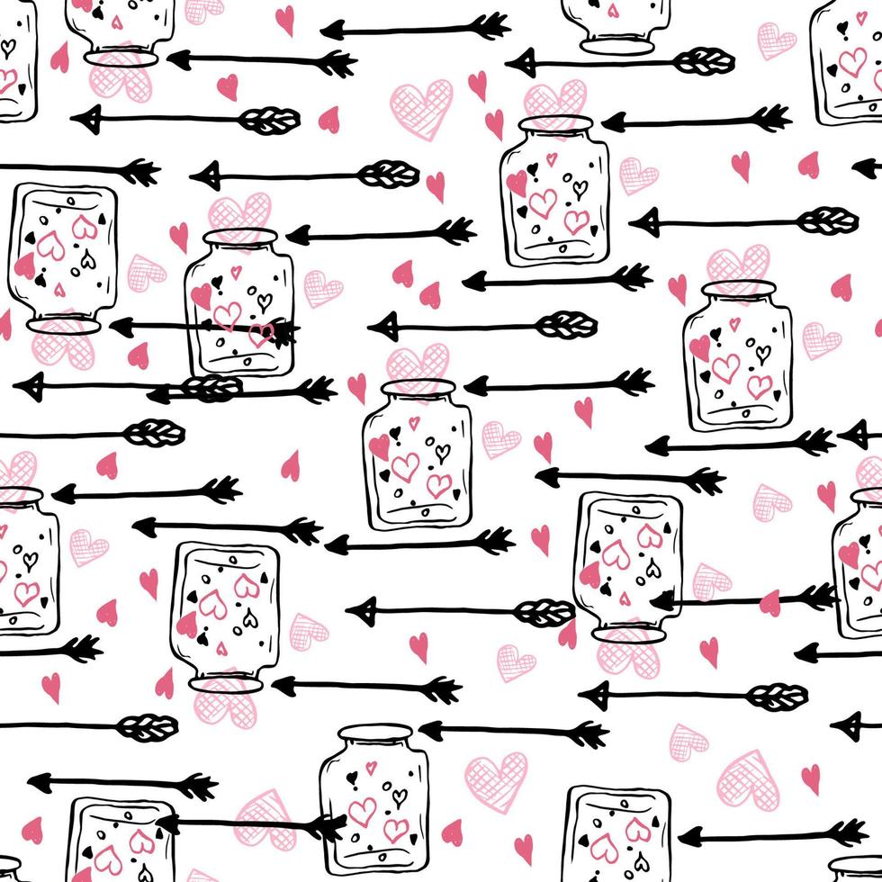 Happy Valentines Day seamless pattern. Vector illustration.