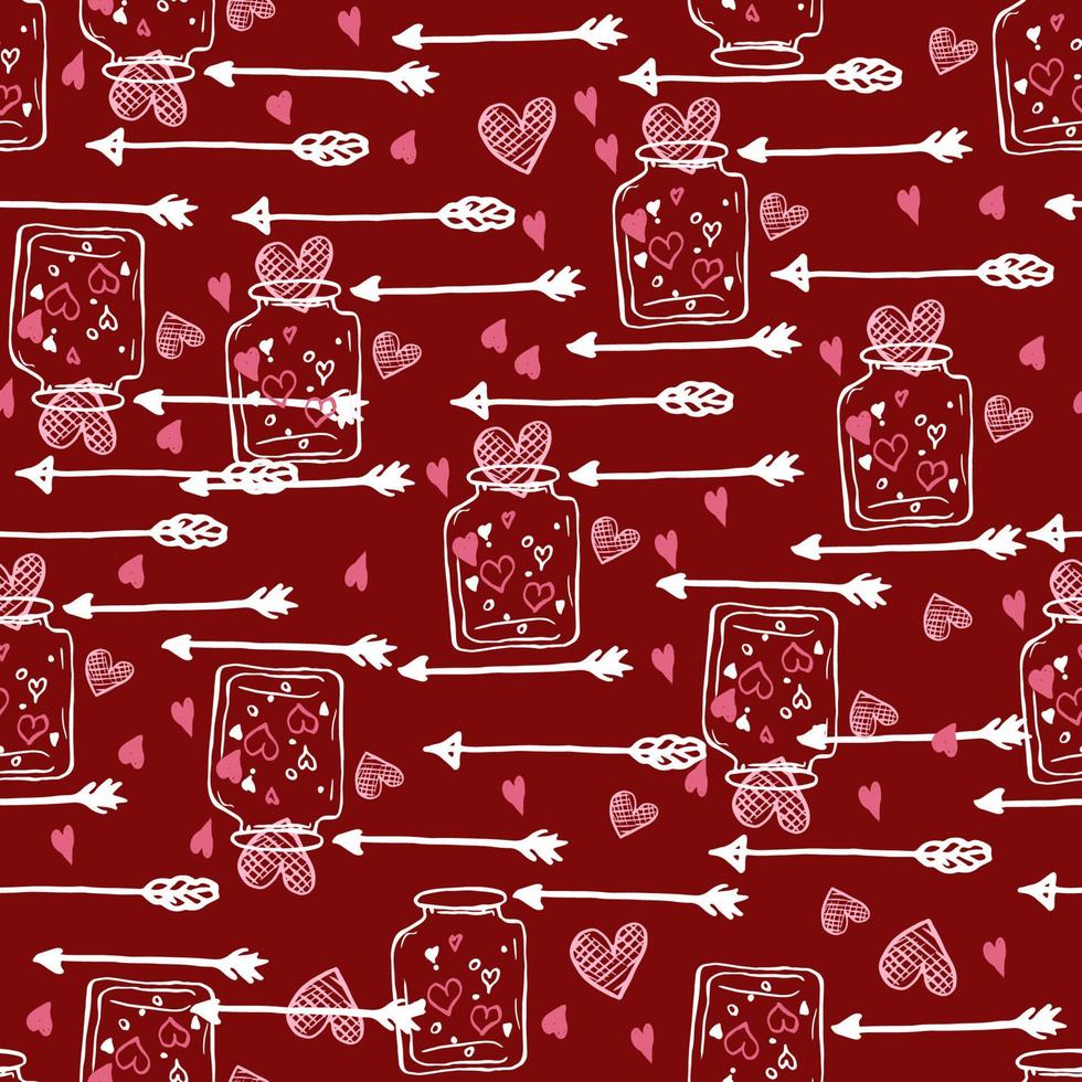 Happy Valentines Day seamless pattern. Vector illustration.