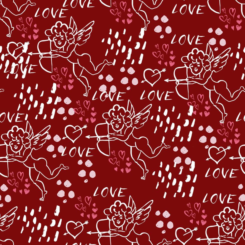 Happy Valentines Day seamless pattern. Vector illustration.