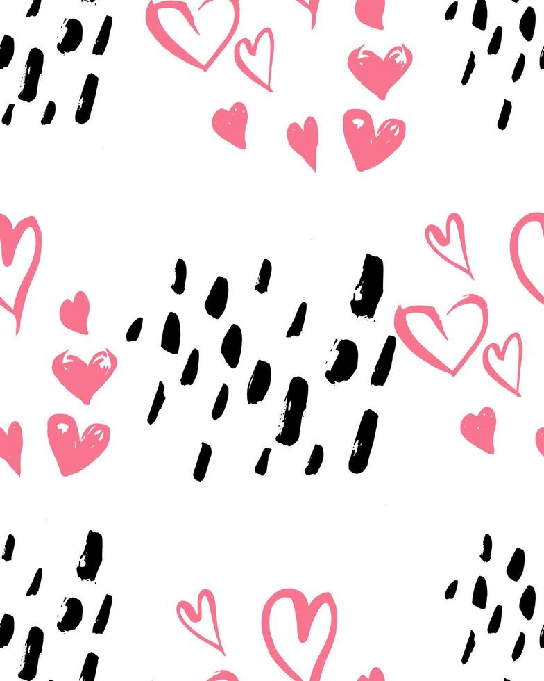 Valentine's Day seamless background. Hand drawn ink patterns with hearts, abstract elements, keys, arrows for fashion, wallpapers, print, scrapbooking, greeting card, fabric. vector