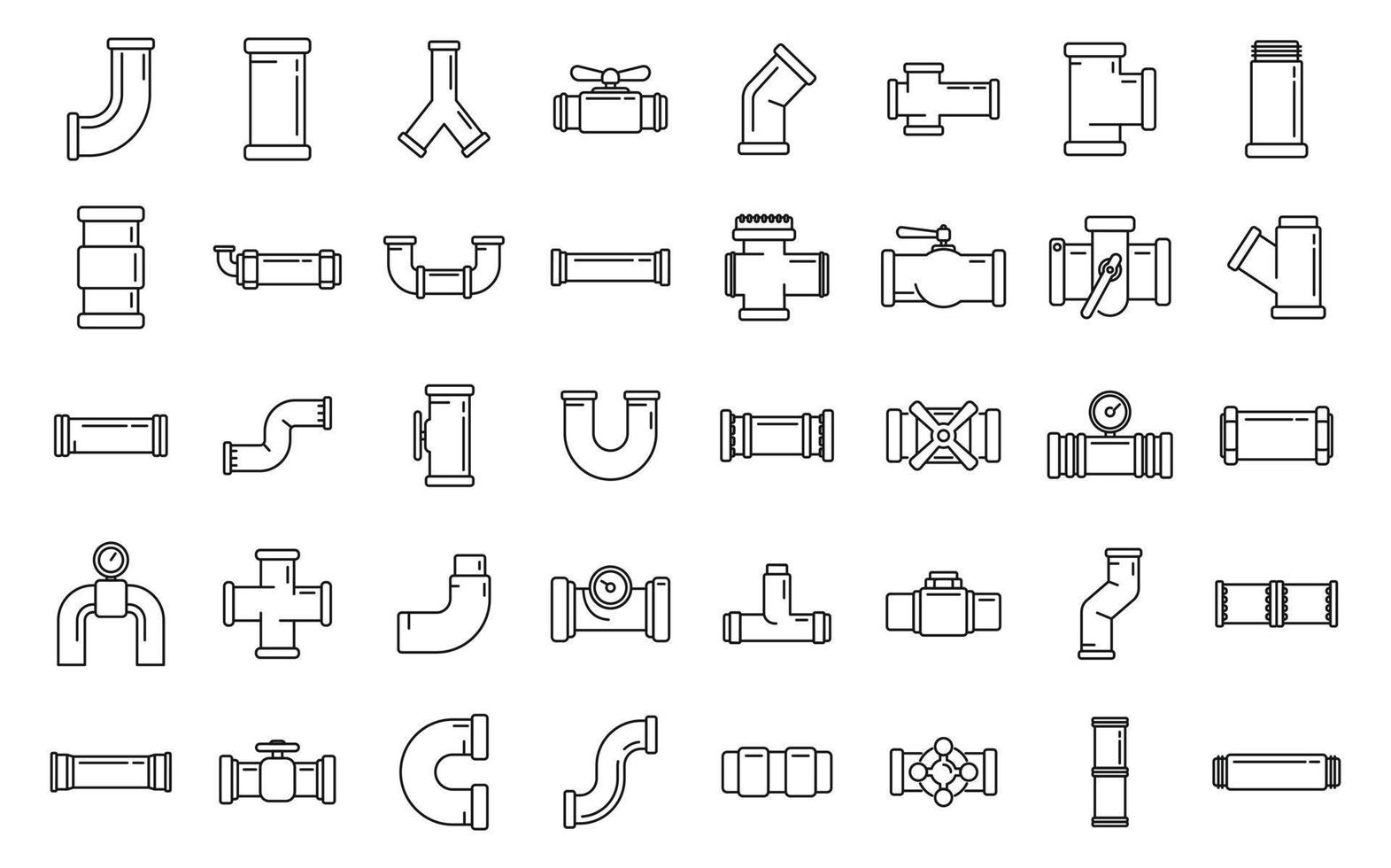 Pipe icons set outline vector. Steel valve vector