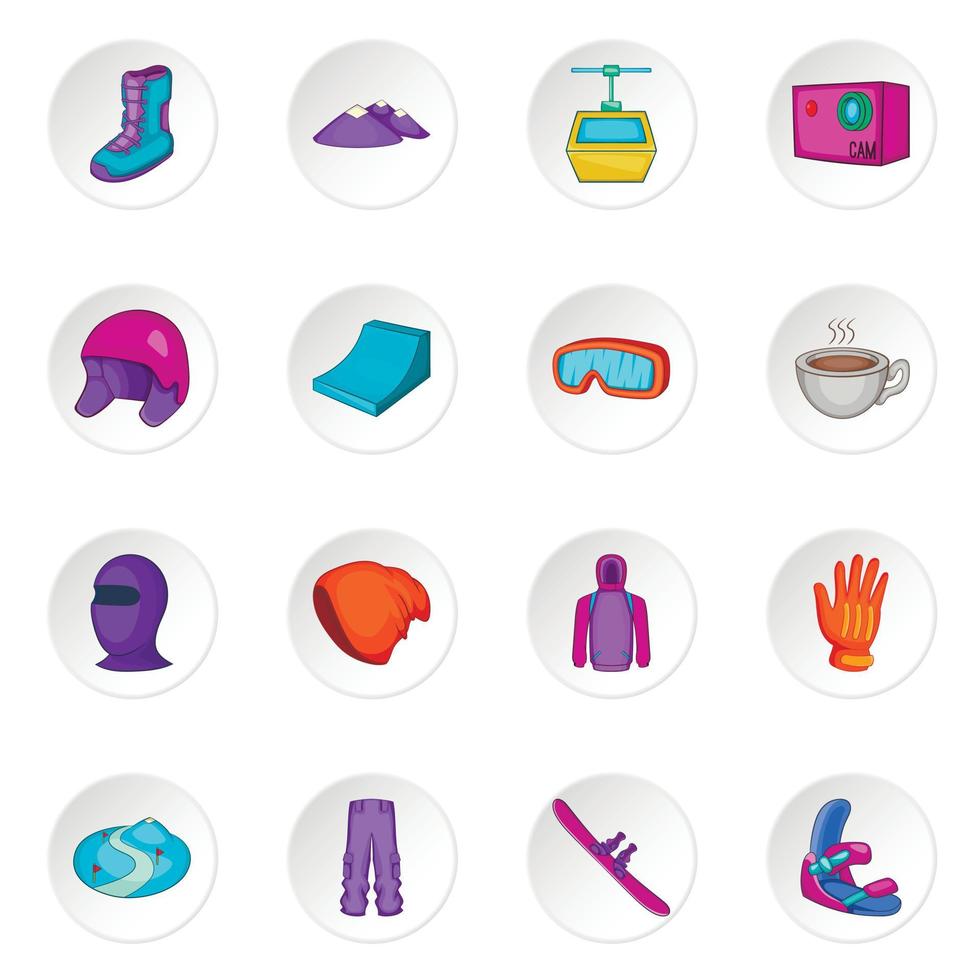 conjunto de iconos de snowboard vector