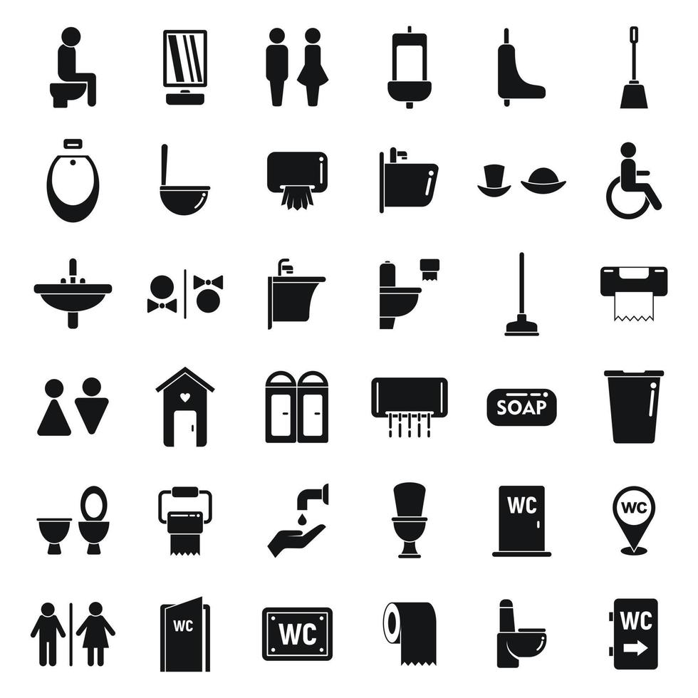 Wc icons set simple vector. Toilet sign vector