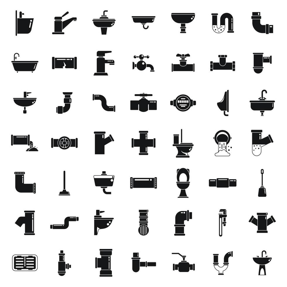 Sewerage icons set simple vector. Water leak vector