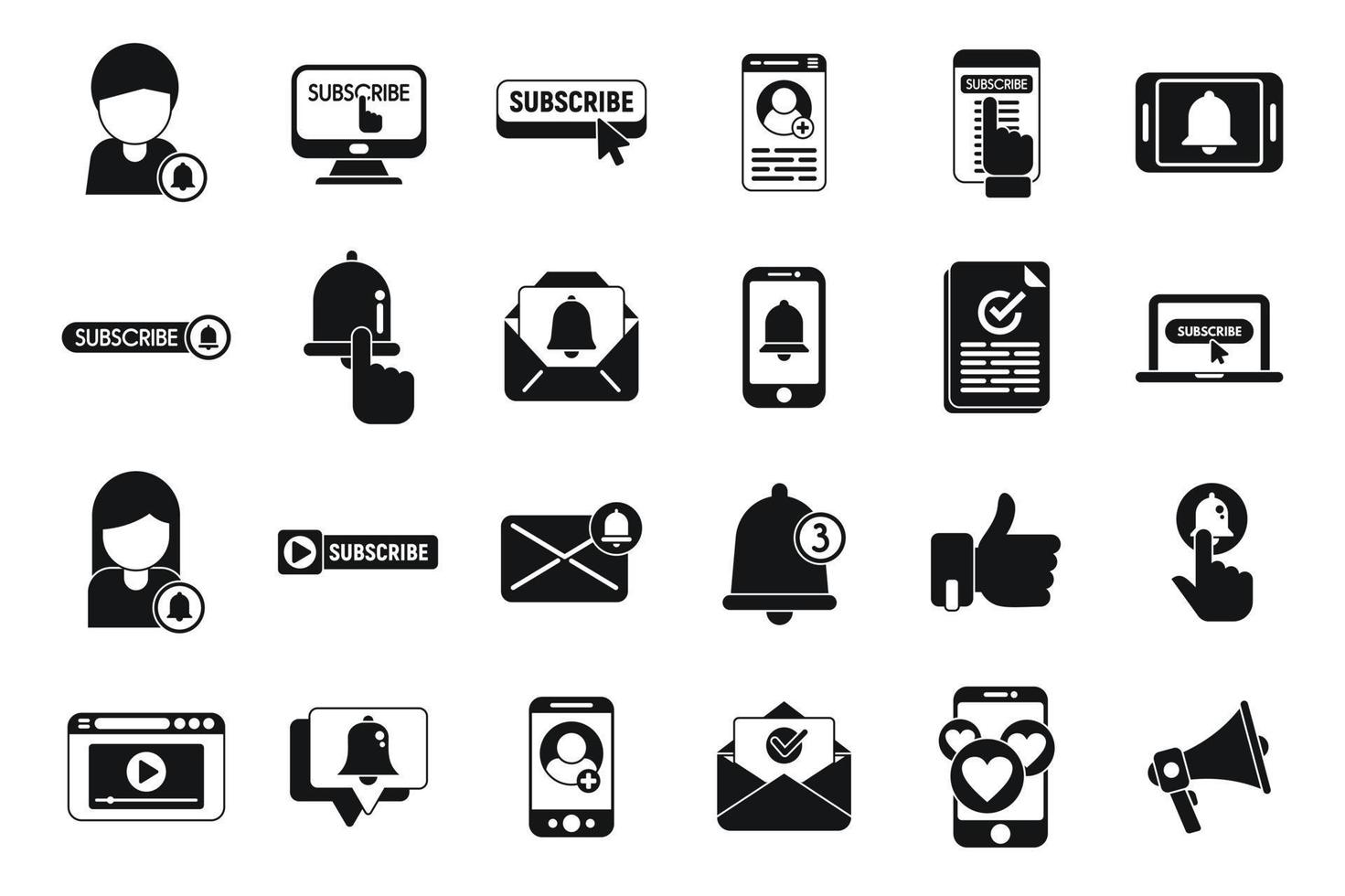 Subscribe icons set simple vector. Button arrow vector