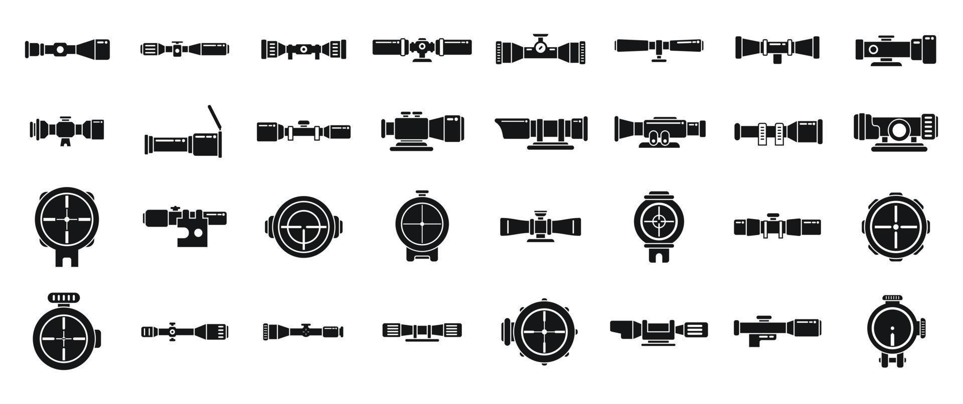 Telescopic sight icons set simple vector. Sniper scope vector