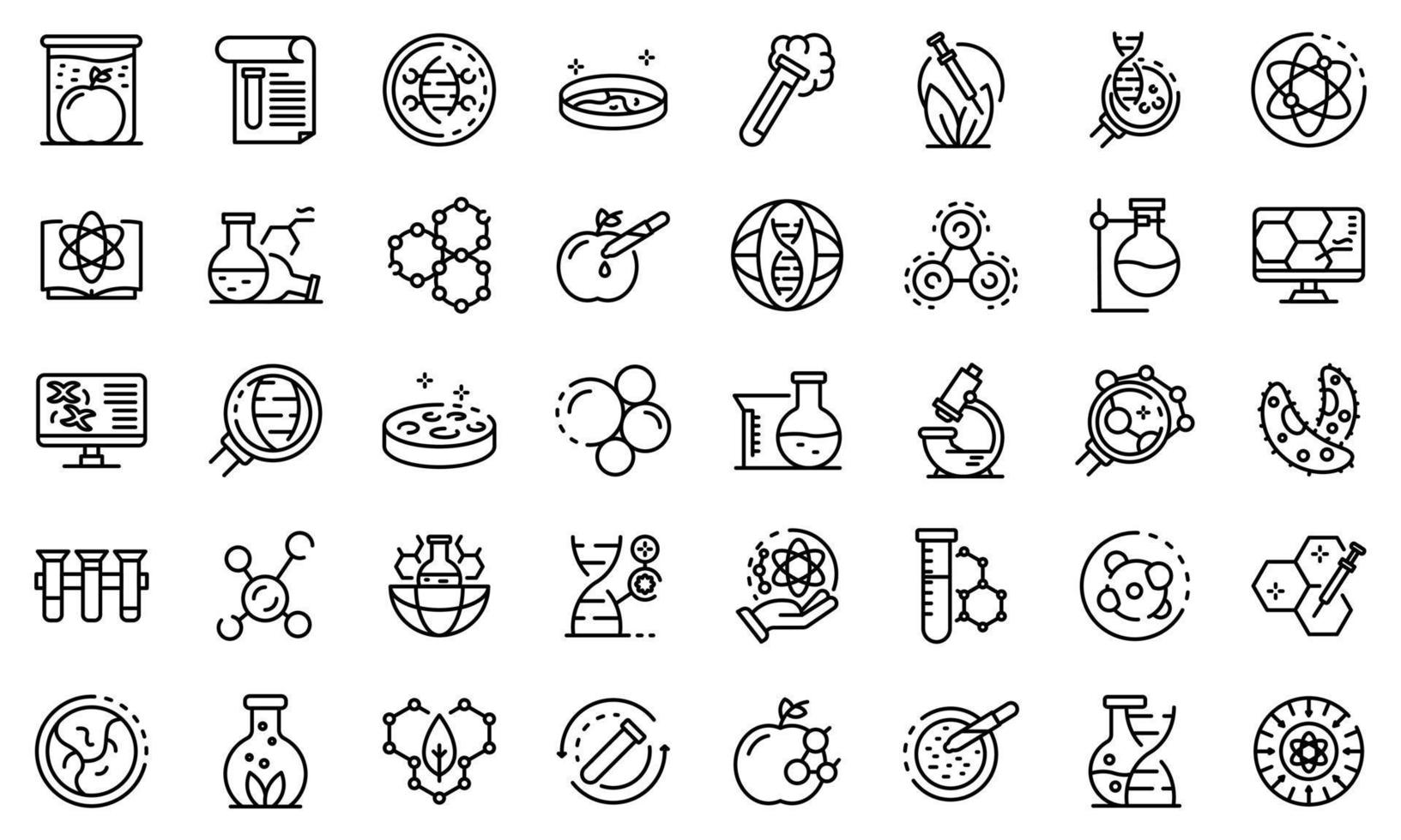 Bioengineer icons set, outline style vector