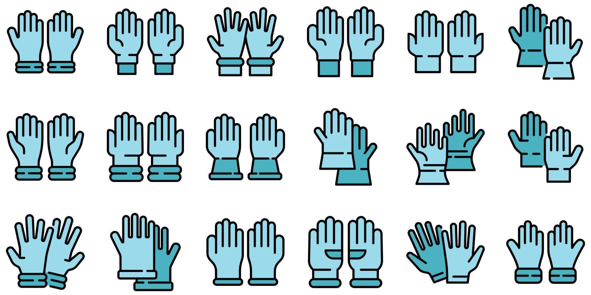 Medical gloves icons set vector flat