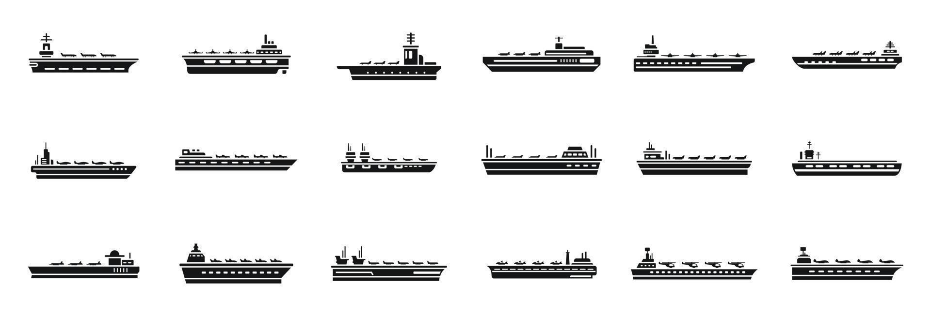 Aircraft carrier icons set simple vector. Army carrier vector