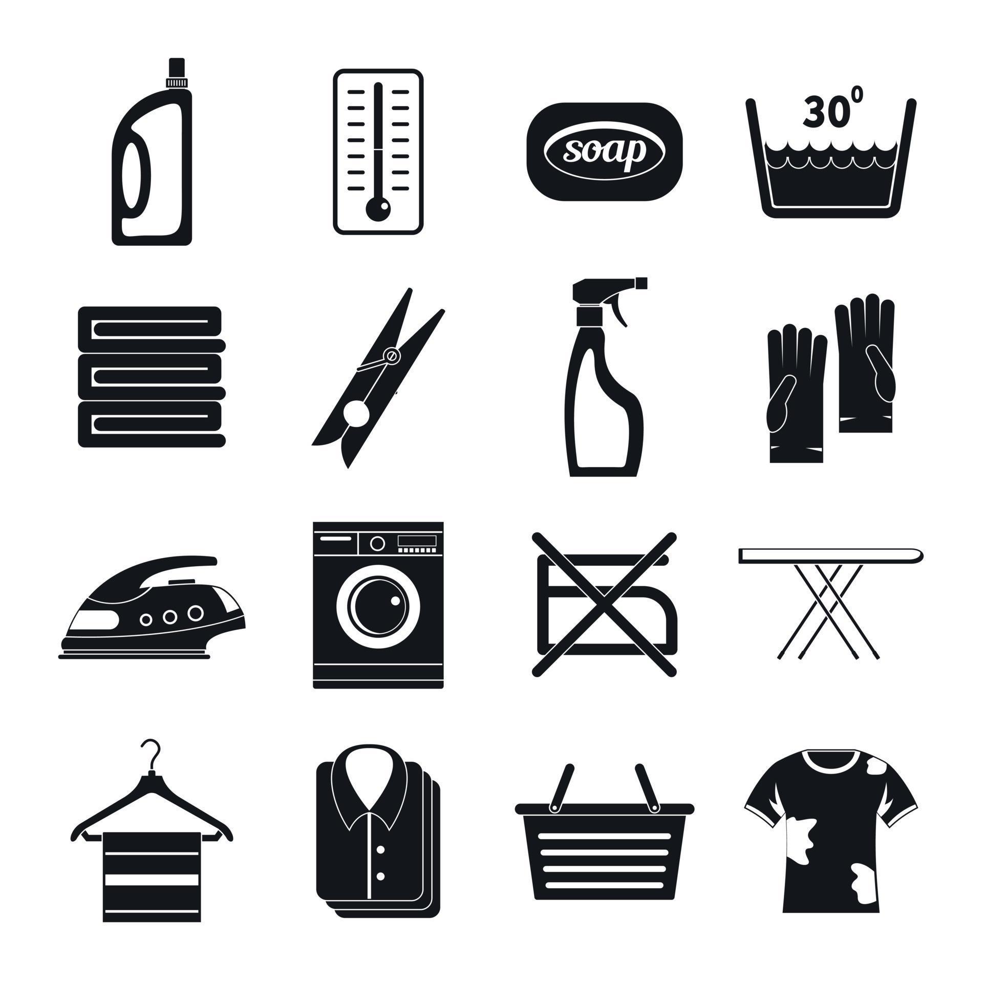 Laundry icons set, simple style 8910448 Vector Art at Vecteezy