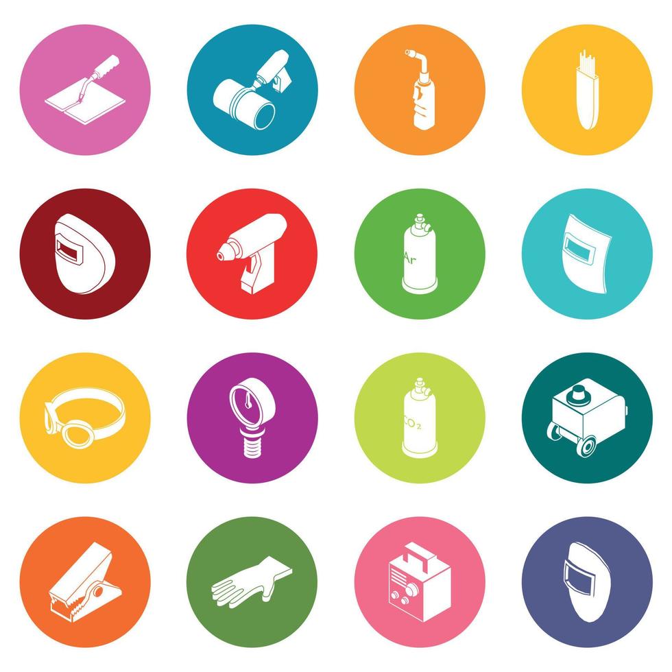 Welding tools icons set colorful circles vector