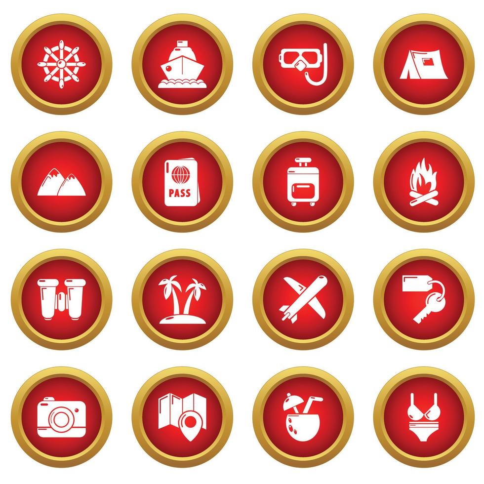 Travel summer icons set, simple style vector