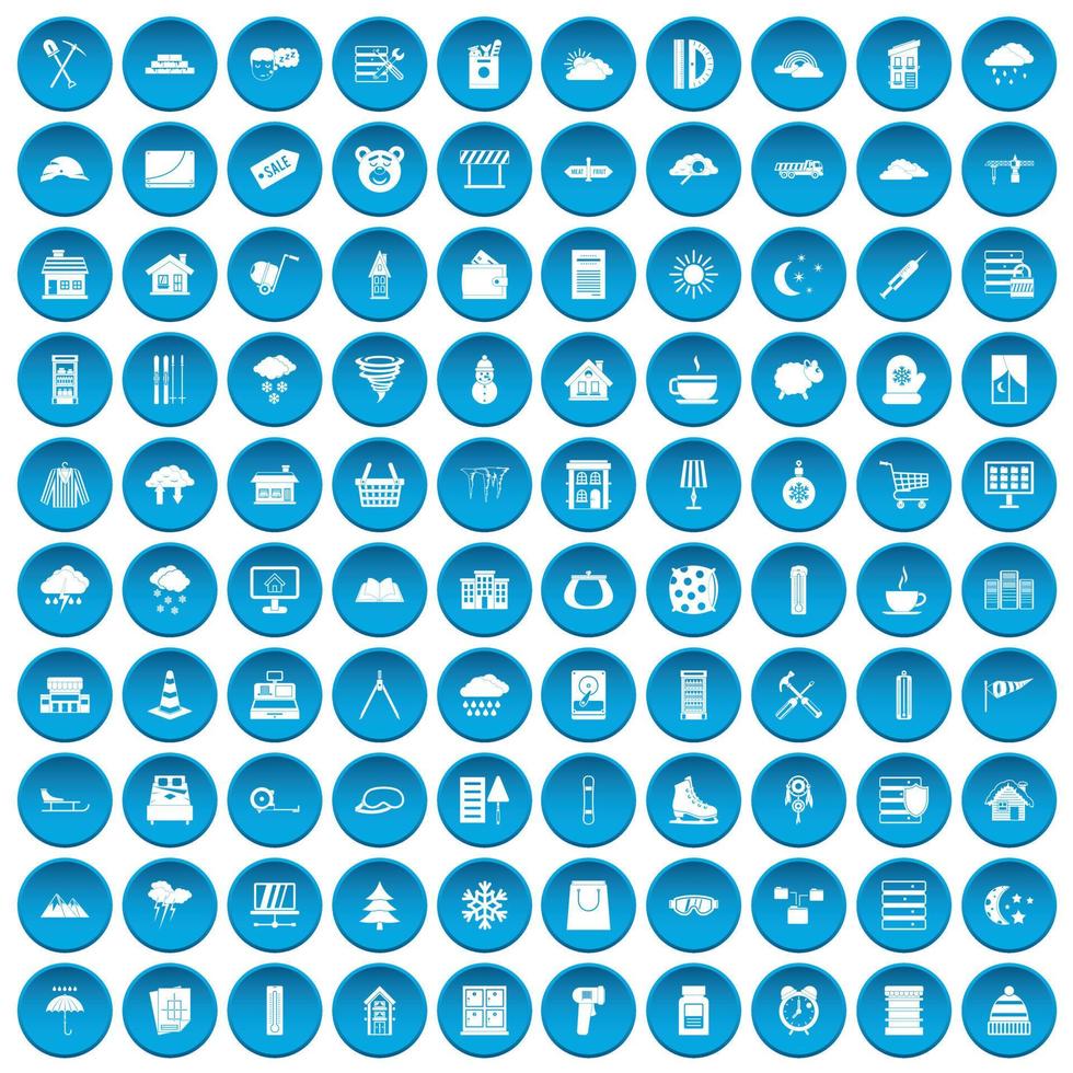100 windows icons set blue vector