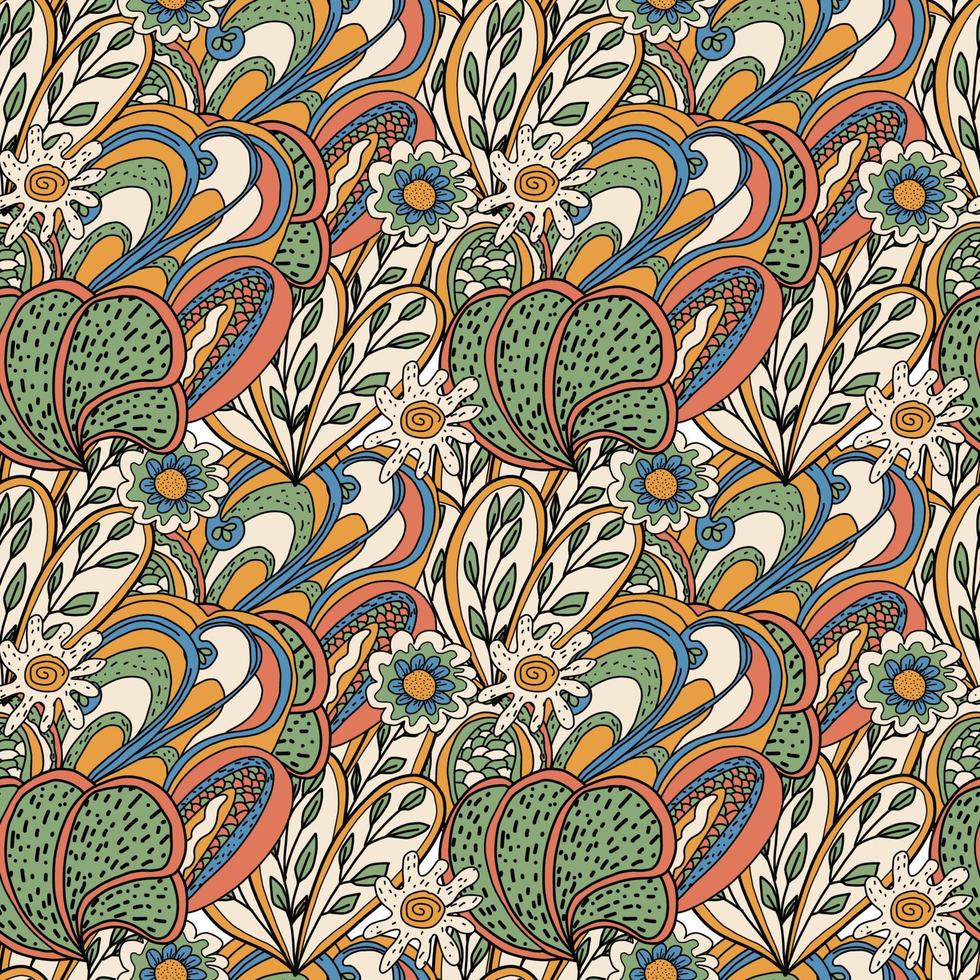 patrón de garabato dibujado a mano abstracto vectorial con adorno floral de fantasía. elementos decorativos de rizos ornamentales. vector