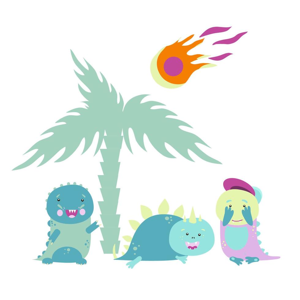 Nursery vector illustration. Cute Baby Dinosaur.