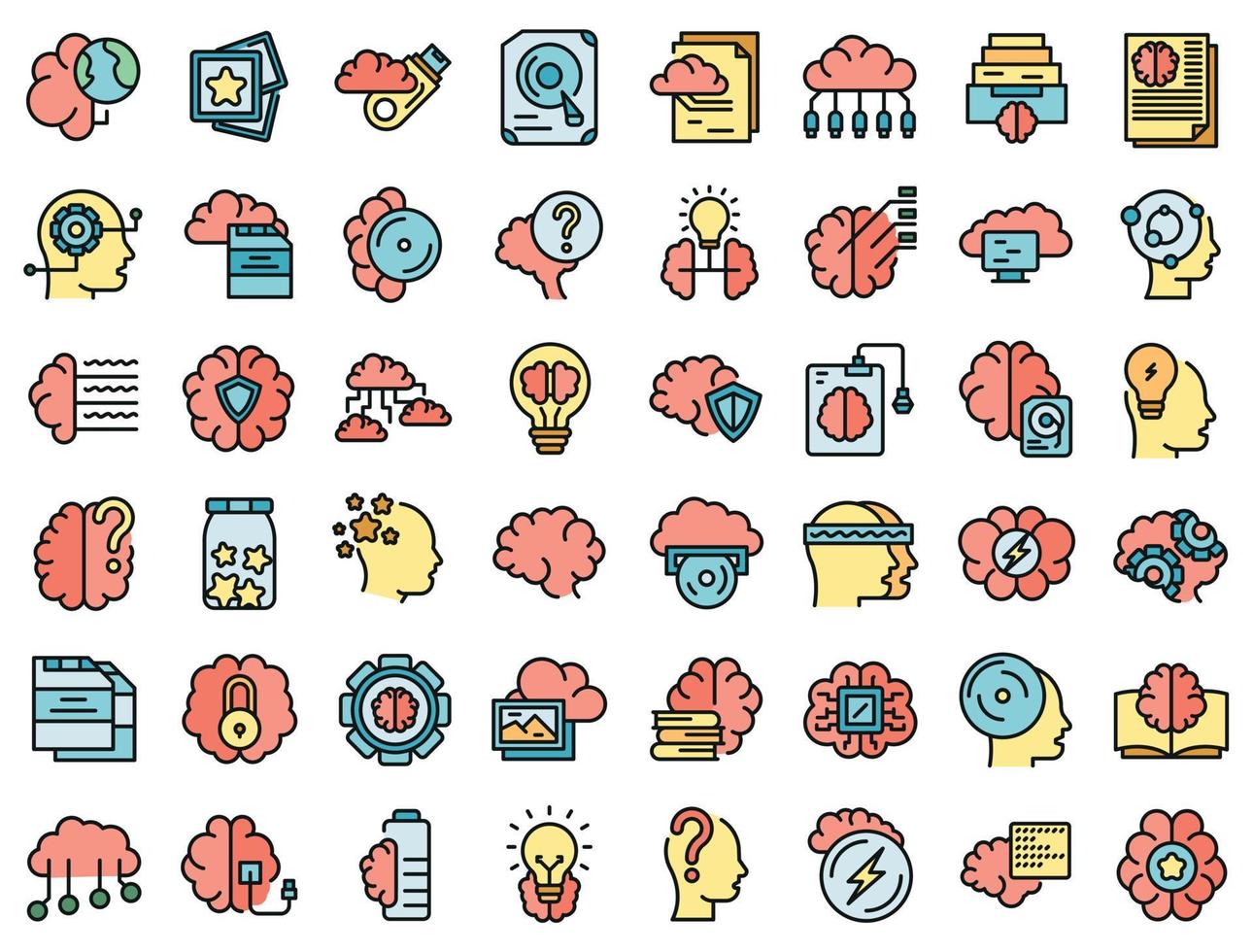 Memory icons set line color vector