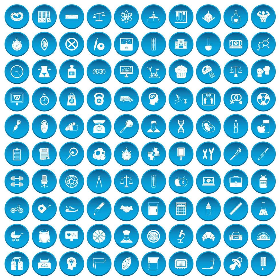 100 iconos de libra conjunto azul vector