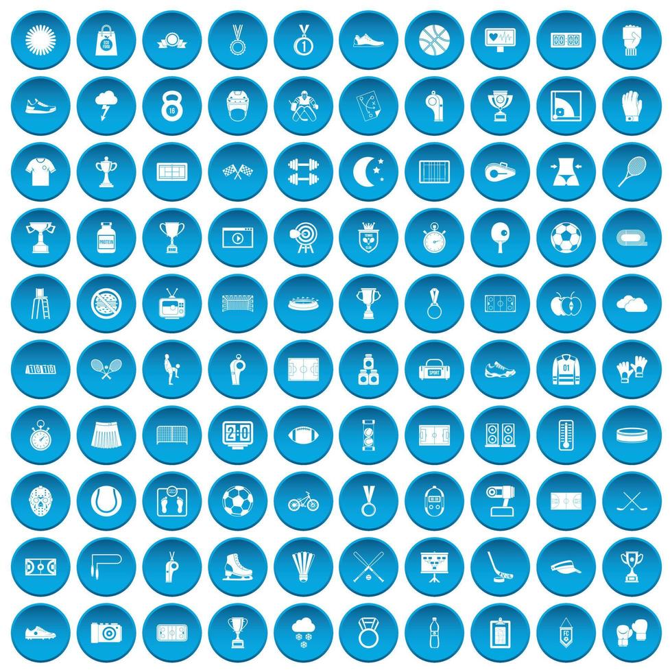 100 stadium icons set blue vector