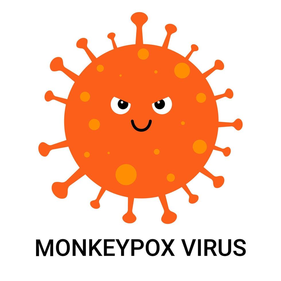 Cartoon monkeypox icon with virus cells. Monkeypox virus or monkeypox concept. Health safety concept. The virus belongs to the genus Orthopoxvirus in the family Poxviridae. vector