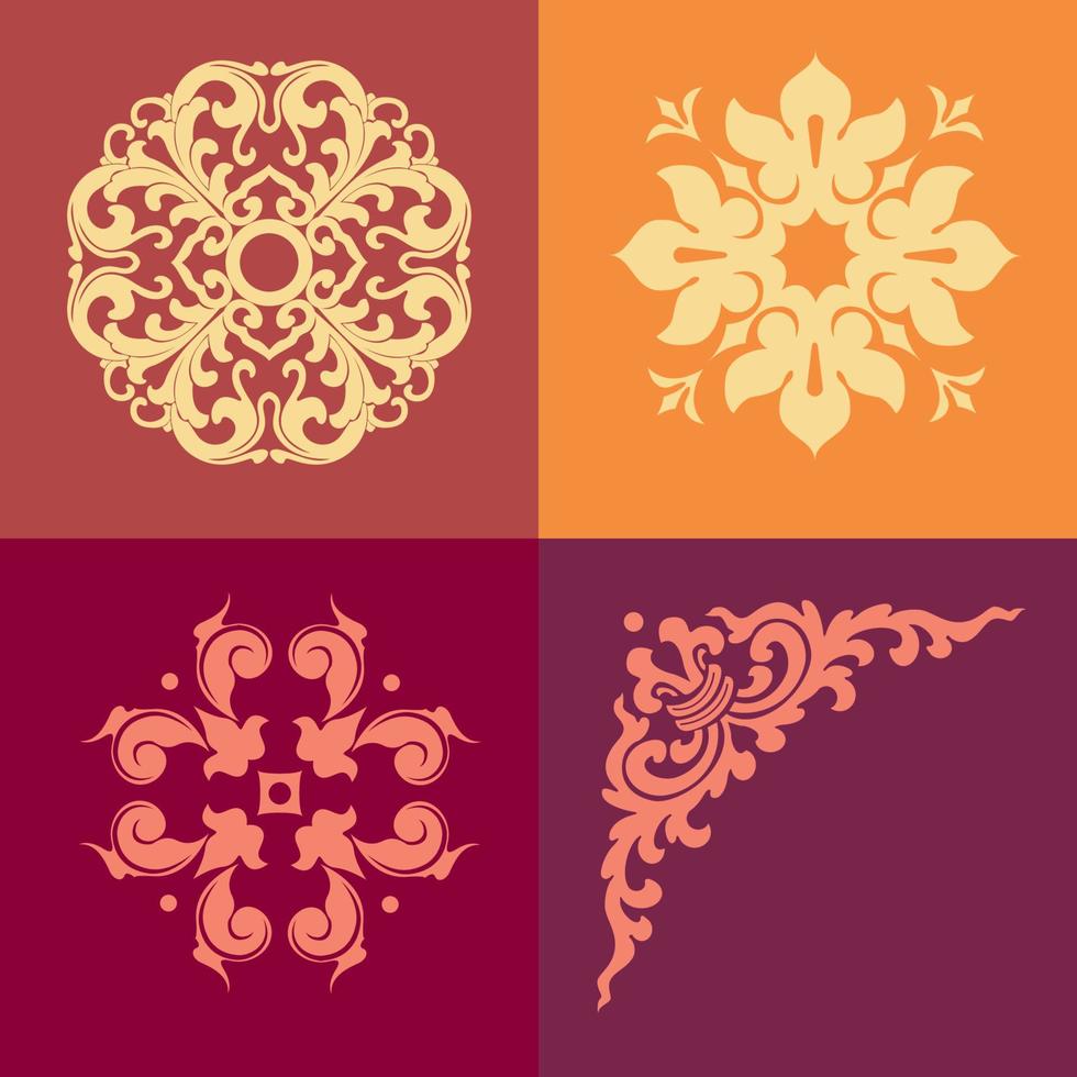 retro flower element vector