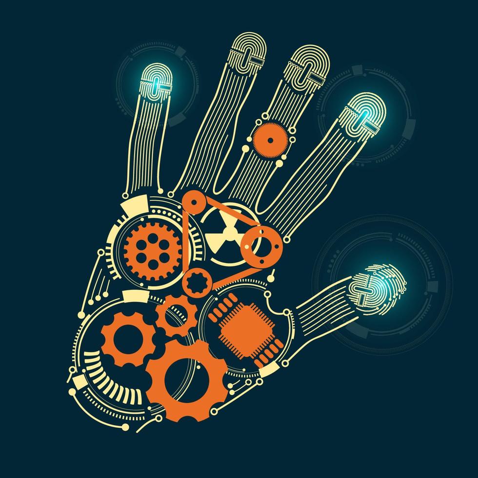 mano robótica electrónica vector