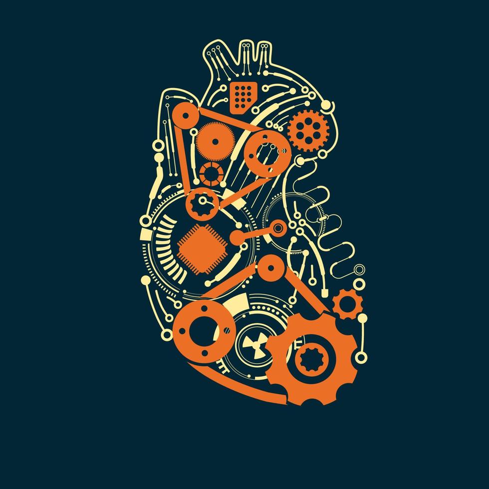 robot heart concept vector