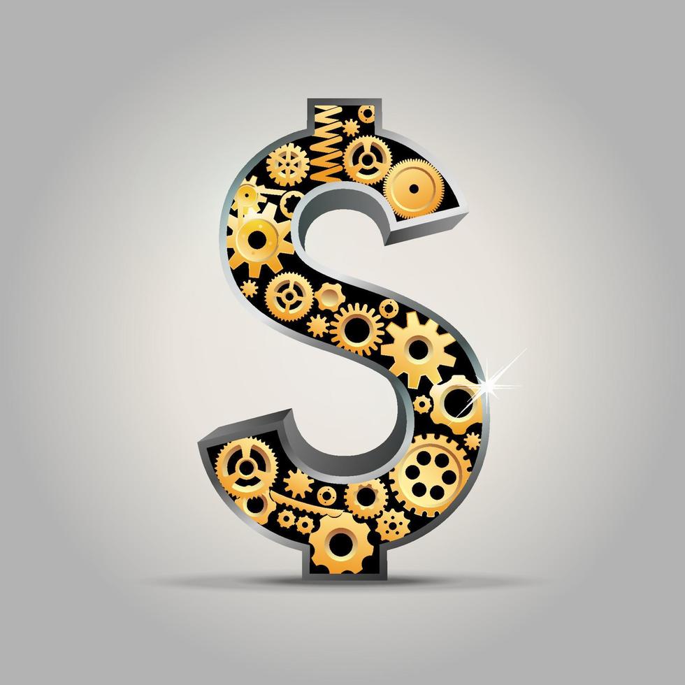 mechanical dollar sign vector