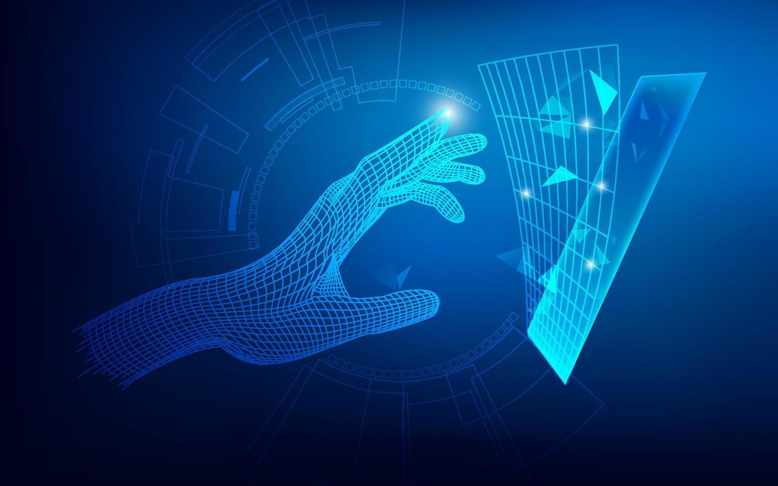 wireframe hand reaching vector