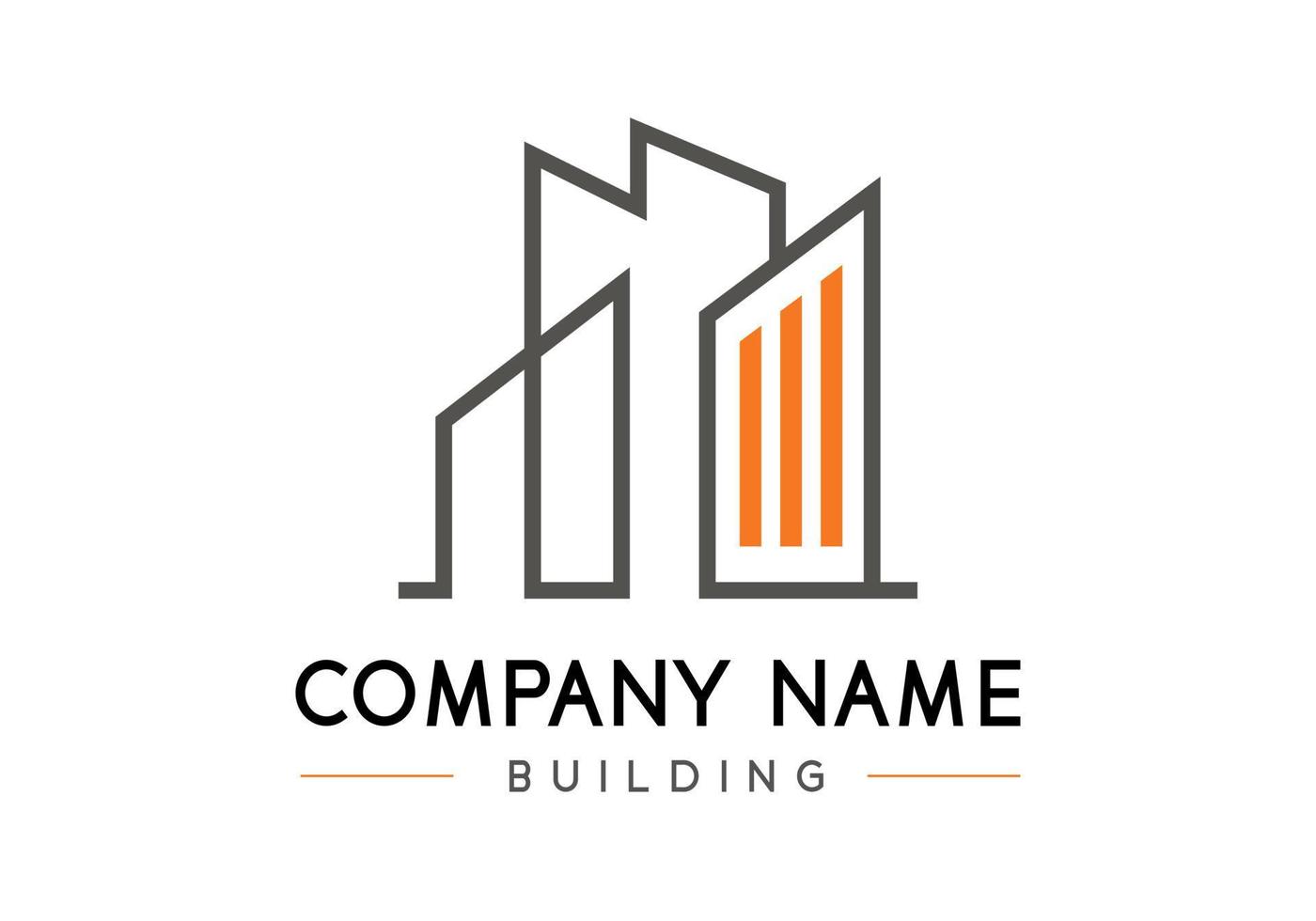 Gray and orange color real building logo on white background, creative brand business company vector