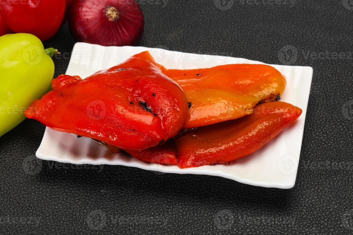 Marinated baked red bell pepper photo