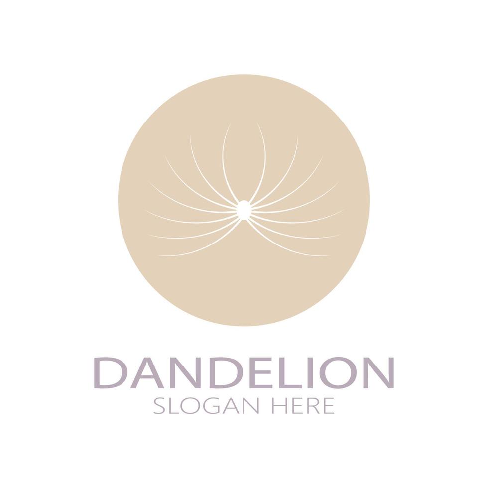 Dandelion flower logo with stem and leaves. Using modern vector concept design symbol icon illustration