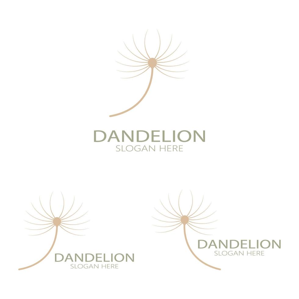 Dandelion flower logo with stem and leaves. Using modern vector concept design symbol icon illustration