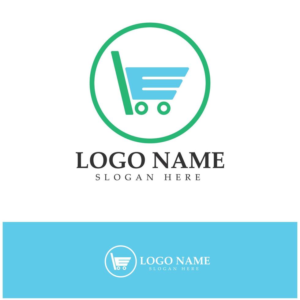 logotipo de comercio electrónico y diseño de logotipo de tienda en línea con un concepto moderno vector