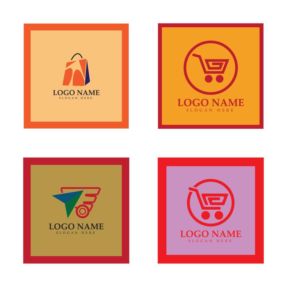 logotipo de comercio electrónico y diseño de logotipo de tienda en línea con un concepto moderno vector