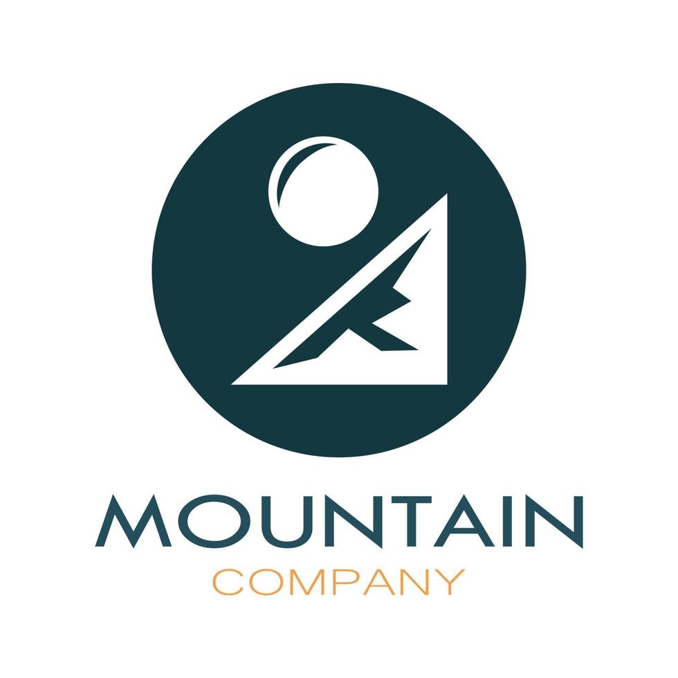 Minimalist mountain and sun logo design in flat colors packed with modern concepts vector illustration