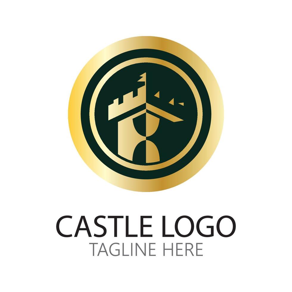 Plantilla de diseño de ilustración de vector de símbolo de logotipo de castillo