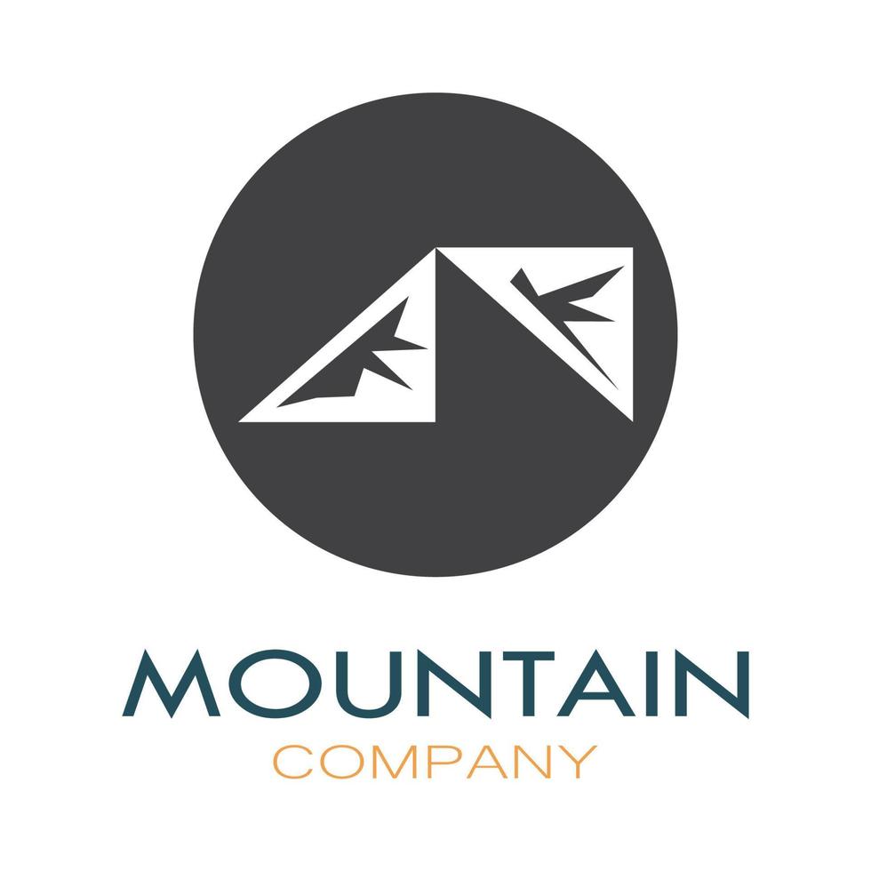 Minimalist mountain and sun logo design in flat colors packed with modern concepts vector illustration