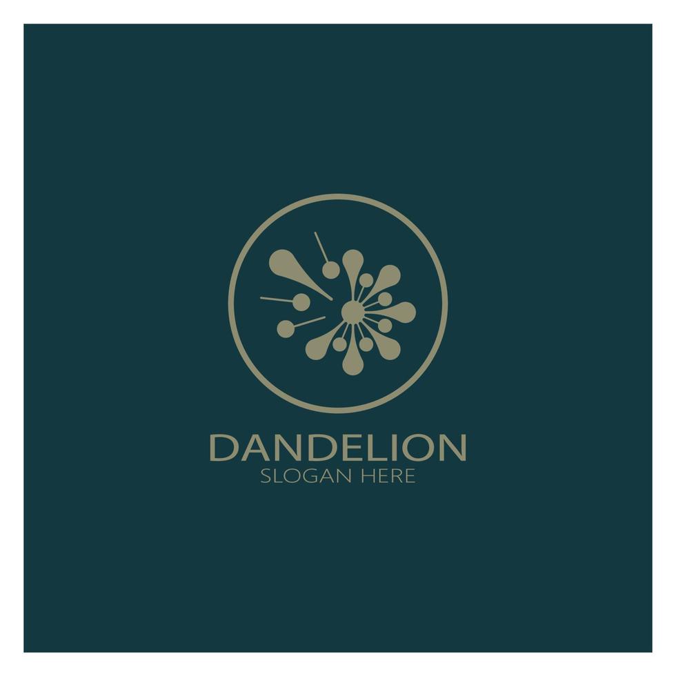 Dandelion flower logo with stem and leaves. Using modern vector concept design symbol icon illustration