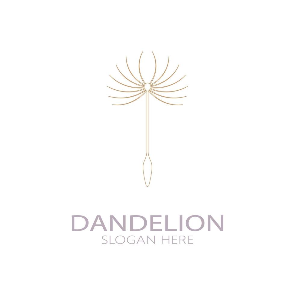 Dandelion flower logo with stem and leaves. Using modern vector concept design symbol icon illustration