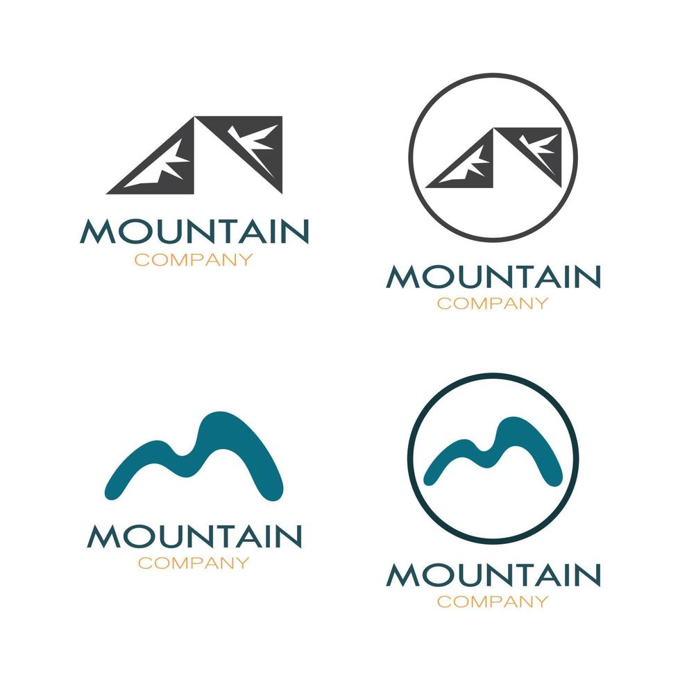 Minimalist mountain and sun logo design in flat colors packed with modern concepts vector illustration