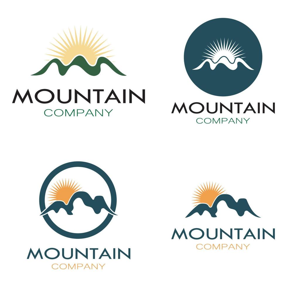 Minimalist mountain and sun logo design in flat colors packed with modern concepts vector illustration