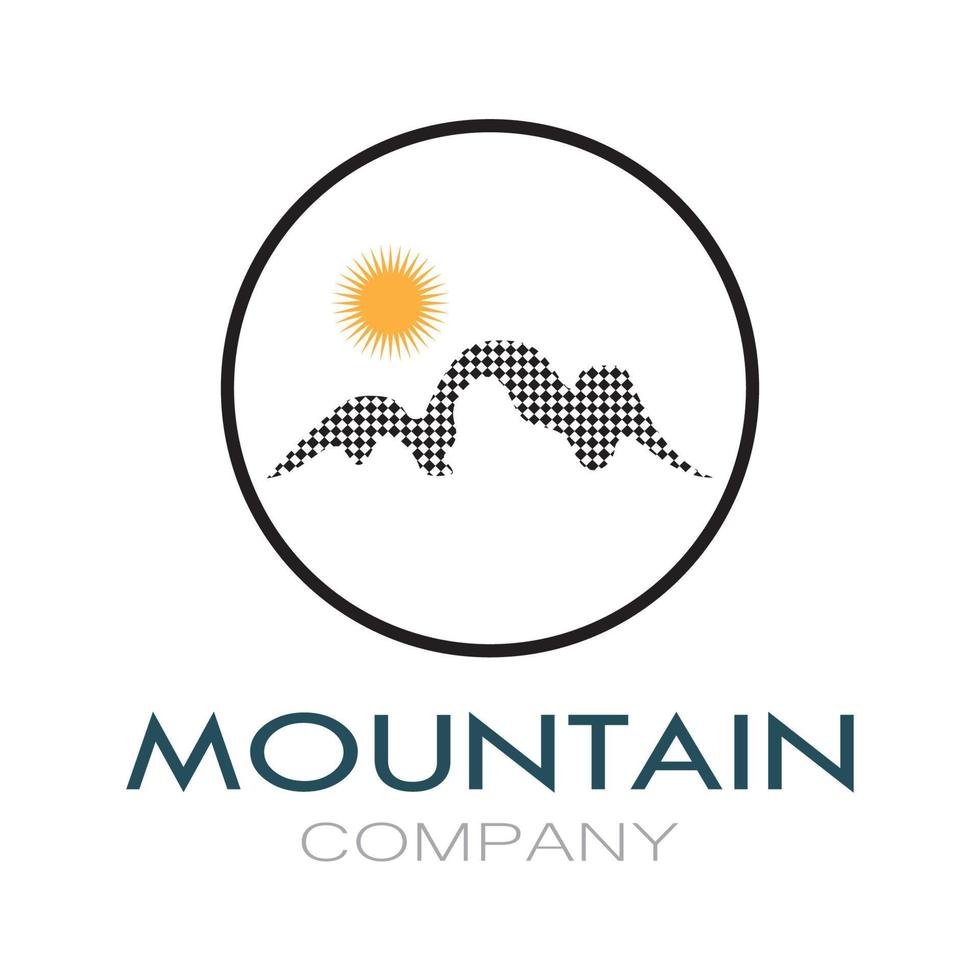 diseño minimalista del logotipo de la montaña y el sol en colores planos llenos de conceptos modernos ilustraciones vectoriales vector