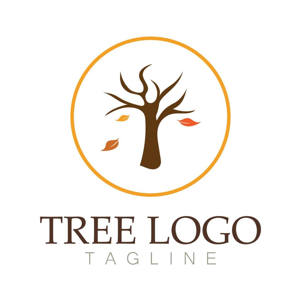 árbol logo icono vector ilustración design.vector silueta de un árbol plantillas de árbol logo y raíces árbol de la vida diseño ilustración