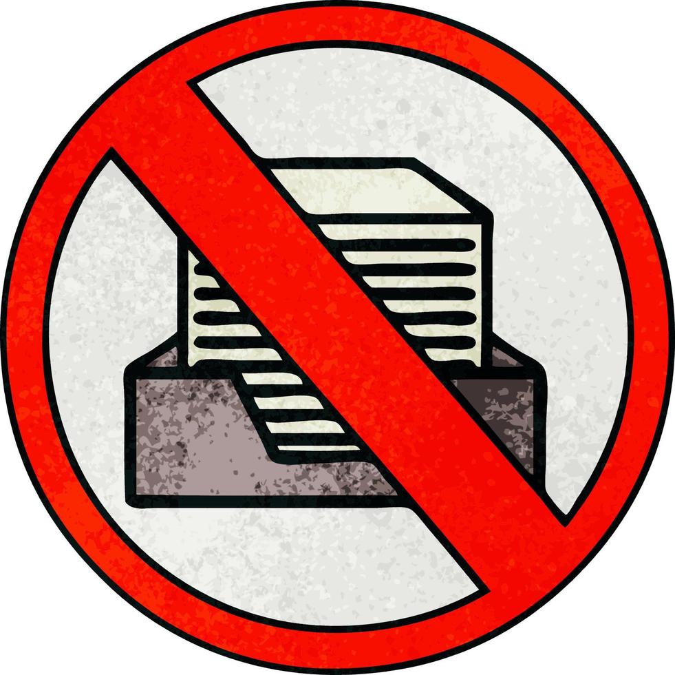 retro grunge texture cartoon paperless office symbol vector
