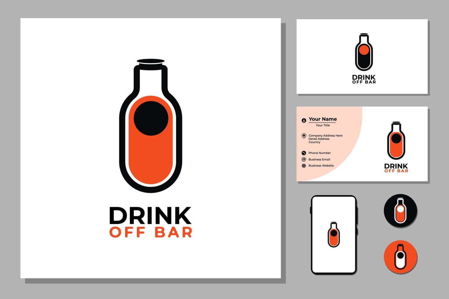 On off button with bottle for logo vector